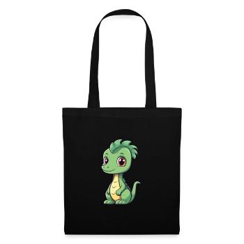 Dragon Mignon Dessin Animé Kawaii Aquarelle Animal De Compagnie - Sac en tissu - noir - Devant