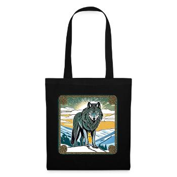 Cooler Wolf im keltischen Style - Stoffbeutel - Schwarz - Vorne
