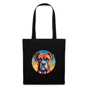 Boxer Hund Buntes Glas Bunte Karikatur Kawaii An - Stoffbeutel - Schwarz - Vorne