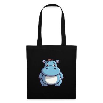 Nilpferd Niedliche Karikatur Kawaii Aquarell Tier Haustier - Stoffbeutel - Schwarz - Vorne