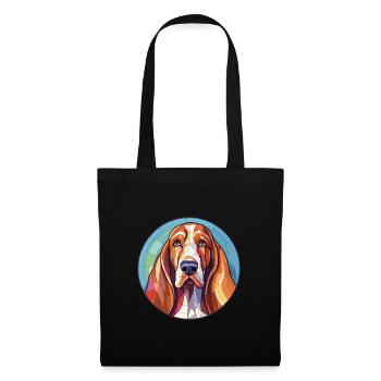 Basset Hund Buntes Glas Bunte Karikatur Ka - Stoffbeutel - Schwarz - Vorne
