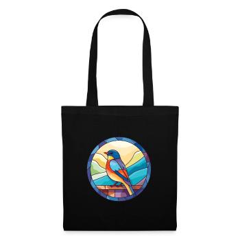 Bird Stained Glass Colorful Cartoon Kawaii Animal - Tote Bag - black - Front