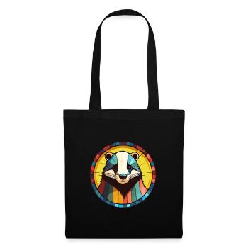 Blaireau vitrail coloré Cartoon Kawaii Anima - Sac en tissu - noir - Devant