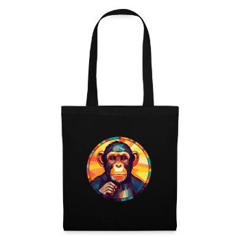 Chimpanzee Stained Glass Colorful Cartoon Kawaii A - Tote Bag - black - Front