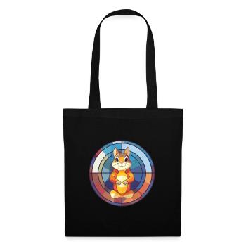 Chipmunk Stained Glass Colorful Cartoon Kawaii Ani - Tote Bag - black - Front