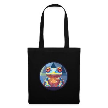 Grenouille vitrail coloré dessin animé Kawaii Animal - Sac en tissu - noir - Devant