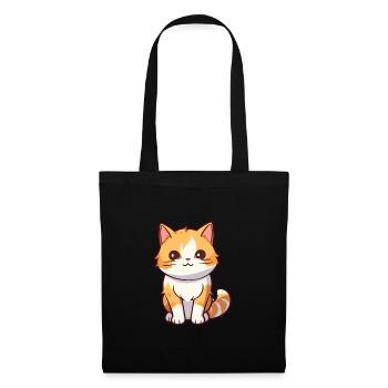 Katze niedliche Karikatur Kawaii Aquarell Tier Haustier - Stoffbeutel - Schwarz - Vorne