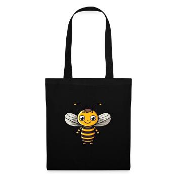 Abeille mignon dessin animé kawaii aquarelle animal animal de compagnie - Sac en tissu - noir - Devant