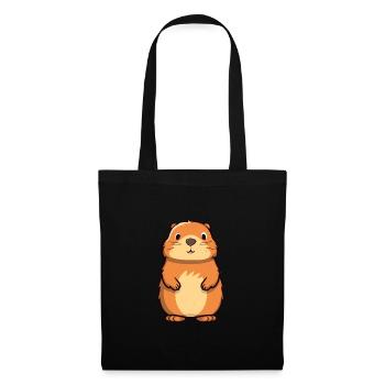 Und täglich grüßt das Murmeltier niedliche Karikatur Kawaii Aquarell Tier Pe - Stoffbeutel - Schwarz - Vorne