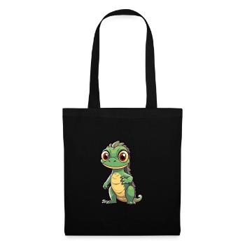 Iguana Cute Cartoon Kawaii Watercolor Animal Pet - Tote Bag - black - Front
