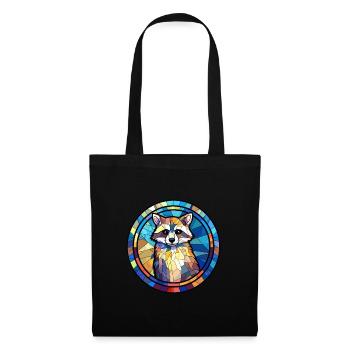raton laveur vitrail coloré dessin animé kawaii anim - Sac en tissu - noir - Devant