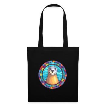 Siegel Buntes Glas Bunte Karikatur Kawaii Tier - Stoffbeutel - Schwarz - Vorne