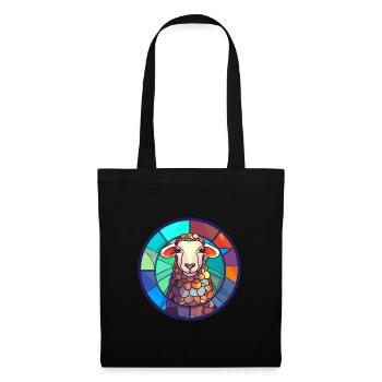 Schaf Buntes Glas Bunte Karikatur Kawaii Tier - Stoffbeutel - Schwarz - Vorne