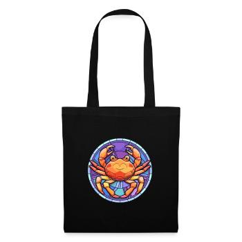 Krabben-Buntglas-Cartoon-Kawaii-Tier - Stoffbeutel - Schwarz - Vorne