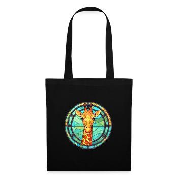 Girafe vitrail coloré dessin animé Kawaii Anim - Sac en tissu - noir - Devant