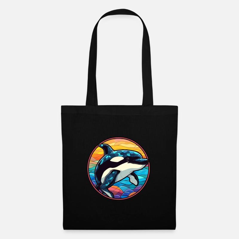 Orca Buntes Buntes Cartoon Kawaii Tier - Stoffbeutel - Schwarz