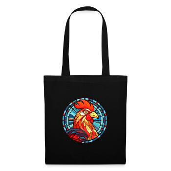 Rooster Stained Glass Colorful Cartoon Kawaii Anim - Tote Bag - black - Front