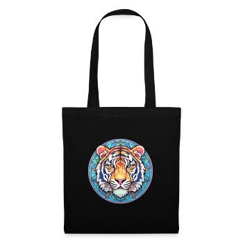 Tiger Buntes Buntes Karikatur-Kawaii-Tier - Stoffbeutel - Schwarz - Vorne