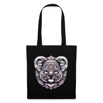 Koala mit Mandalas dekoriert - Stoffbeutel - Schwarz - Vorne