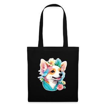 Corgi - Stoffbeutel - Schwarz - Vorne