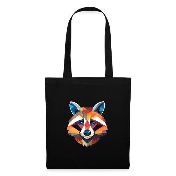 Raton laveur vitrail coloré dessin animé Kawaii Anim - Sac en tissu - noir - Devant
