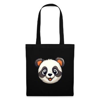 Panda Mignon Heureux Kawaii Cartoon Clipart Animal - Sac en tissu - noir - Devant