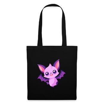 Fledermaus niedlich glücklich kawaii cartoon clipart tier - Stoffbeutel - Schwarz - Vorne