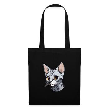 Egyptian Mau Cat Cute Happy Kawaii Cartoon Clipart - Tote Bag - black - Front