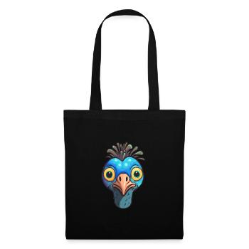 Pfau Niedlich Glücklich Kawaii Cartoon Clipart Tier - Stoffbeutel - Schwarz - Vorne