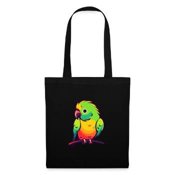 Papagei Niedlich Glücklich Kawaii Cartoon Clipart Tier - Stoffbeutel - Schwarz - Vorne