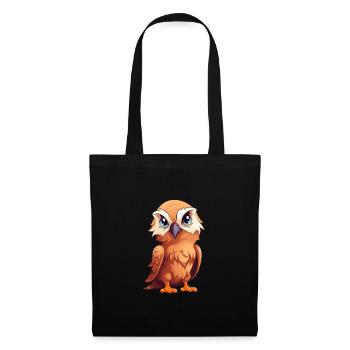 Adler Niedlich Glücklich Kawaii Cartoon Clipart Tier - Stoffbeutel - Schwarz - Vorne