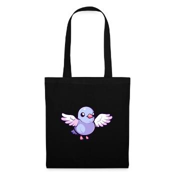 Taube Niedlich Glücklich Kawaii Cartoon Clipart Tier - Stoffbeutel - Schwarz - Vorne