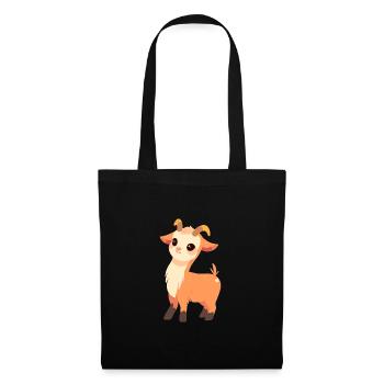 Ziege niedlich glücklich kawaii cartoon Clipart Tier - Stoffbeutel - Schwarz - Vorne