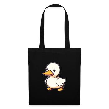 Canard mignon heureux Kawaii dessin animé Clipart Animal - Sac en tissu - noir - Devant