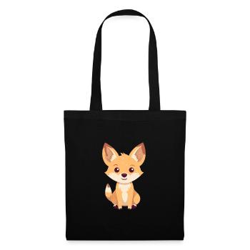 Coyote Cute Happy Kawaii Cartoon Clipart Animal - Tote Bag - black - Front