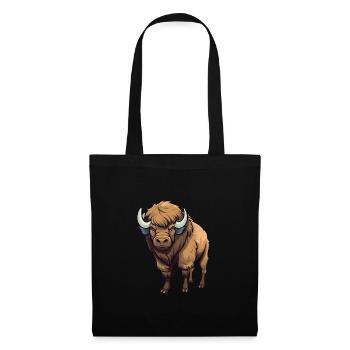 Bison Cute Happy Kawaii Cartoon Clipart Animal - Tote Bag - black - Front