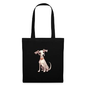 Whippet Chien Mignon Heureux Kawaii Cartoon Clipart Anim - Sac en tissu - noir - Devant