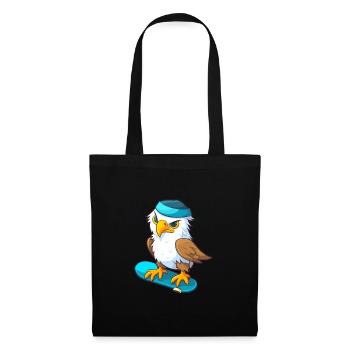Lustiger Adler Kawaii Cartoon Haustier spielt Skateboard - Stoffbeutel - Schwarz - Vorne