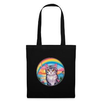 Selkirk Rex Katzenrasse Aquarell Cartoon Kawaii - Stoffbeutel - Schwarz - Vorne