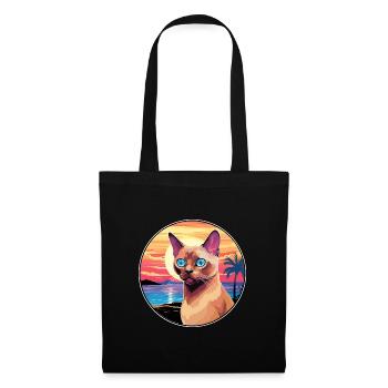 Chat birman européen aquarelle dessin animé Kawaii - Sac en tissu - noir - Devant