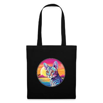 Savannah Cat Breed Watercolor Cartoon Kawaii Pet - Tote Bag - black - Front