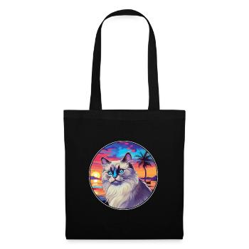 Race de chat Ragdoll aquarelle dessin animé Kawaii animal de compagnie - Sac en tissu - noir - Devant