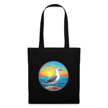 Seagull Colorful Watercolor Cartoon Kawaii Animal - Tote Bag - black - Front