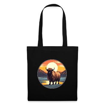 Yak Colorful Watercolor Cartoon Kawaii Animal - Tote Bag - black - Front