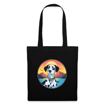 Dalmatinischer Hund Bunte Aquarell-Karikatur Kawaii - Stoffbeutel - Schwarz - Vorne