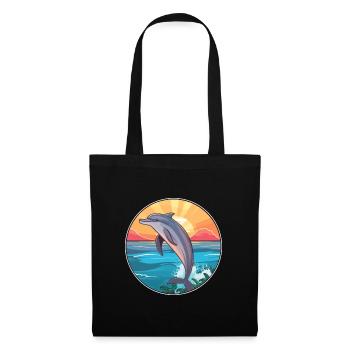 Delfin buntes Aquarell Cartoon Kawaii Tier - Stoffbeutel - Schwarz - Vorne