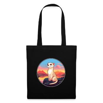 Ferret Colorful Watercolor Cartoon Kawaii Animal - Tote Bag - black - Front