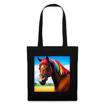 Colors of Life - Horse with Colorful Mane - Tote Bag - black - Front