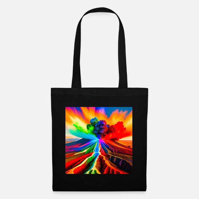 Farben des Lebens - Farbexplosion aus Vulkan - Stoffbeutel - Schwarz