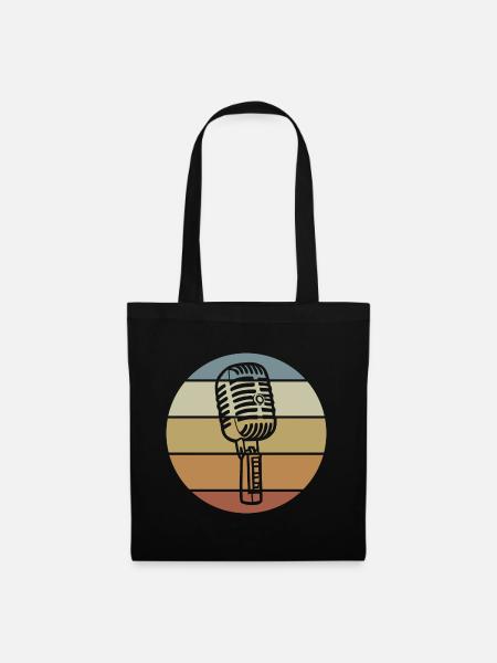 Retro Microphone - Stoffbeutel - Schwarz